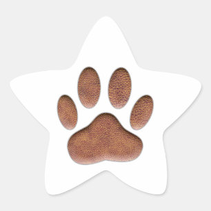 Ledertextur Dog Paw Print Stern-Aufkleber