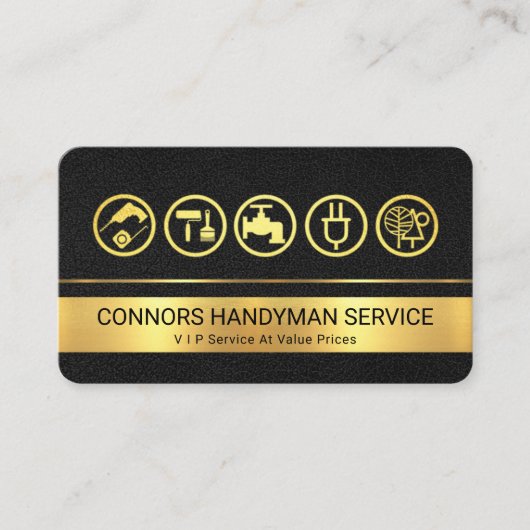 Ledertextur Gold Stripe Layers Visitenkarte (Vorderseite)