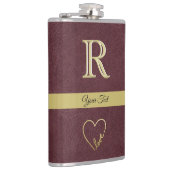 Ledertextur Maßgeschneidertes Monogramm mit Liebe  Flachmann (Rechts)