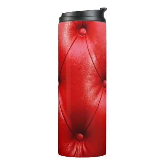 Ledertextur mit rotem Sofa Thermosbecher (Nach links gedreht)