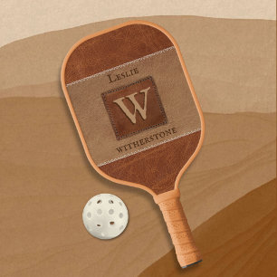 Ledertonstreifen Horizontal Tan Kastanienbraun Pickleball Schläger