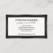 Lederuntergrund | Schwarzer Antikrahmen Visitenkarte (Rückseite)