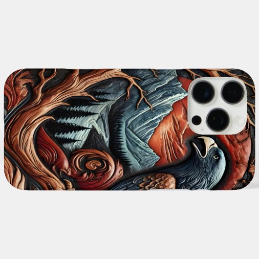 Lederwirkende, majestätische Adlerarbeit Case-Mate iPhone Hülle (Rückseite (Horizontal))