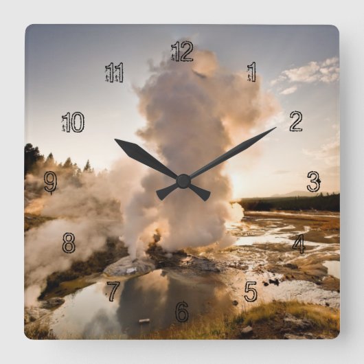 Ledge Geyser, Norris Geyser-Becken Quadratische Wanduhr (Vorderseite)