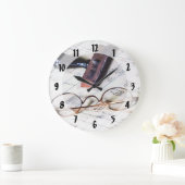 Ledger mit Brille und Gummi-Briefmarke Große Wanduhr (Zuhause)
