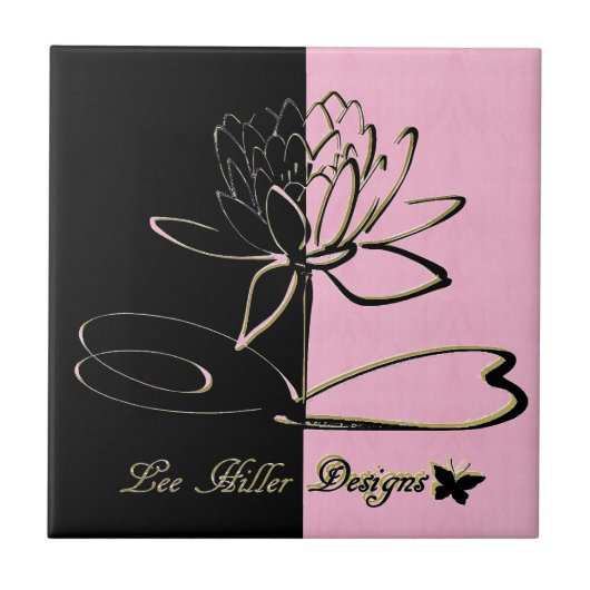 Lee Hiller Designs Accents Black Pink Gold Fliese (Vorderseite)