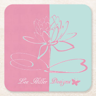 Lee Hiller Designs Akzente Pink Aqua Rechteckiger Pappuntersetzer
