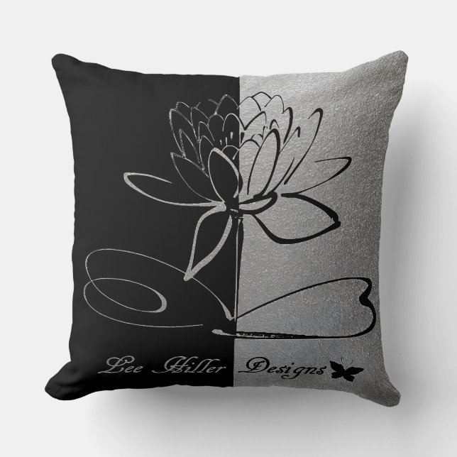 Lee Hiller Designs Logo Accents Black & Stainless Kissen (Vorderseite)