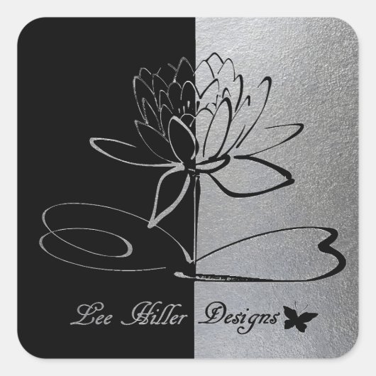 Lee Hiller Designs Logo Accents Black & Stainless Quadratischer Aufkleber (Vorderseite)