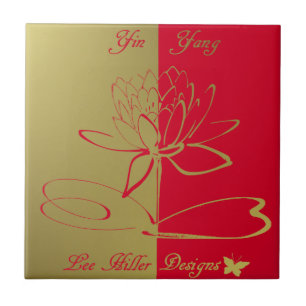Lee Hiller Designs Logo Akzente Gold Rot Fliese