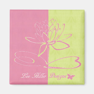 Lee Hiller Designs Logo Akzente Pink Grün  Magnet