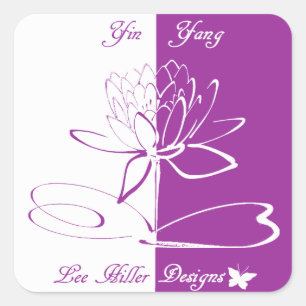 Lee Hiller Designs Logo Akzente Weiß Violett Quadratischer Aufkleber