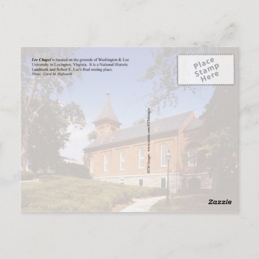 Lee Kapelle, Robert E. Lees letzter Aufenthaltsort Postkarte (Rückseite)