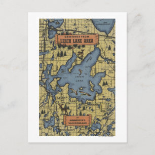 Leech Lake Area, Minnesota - Große Buchstabenszene Postkarte