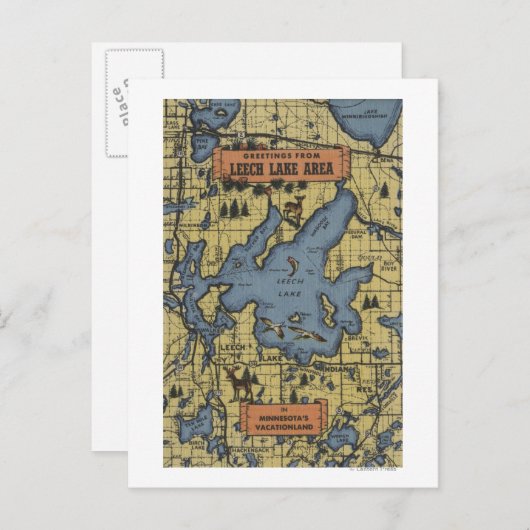 Leech Lake Area, Minnesota - Große Buchstabenszene Postkarte (Vorne/Hinten)