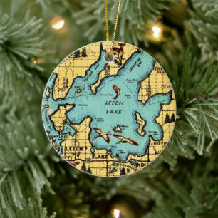 Leech Lake Minnesota Karte Keramik Ornament