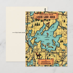 Leech Lake Minnesota Karte Postkarte