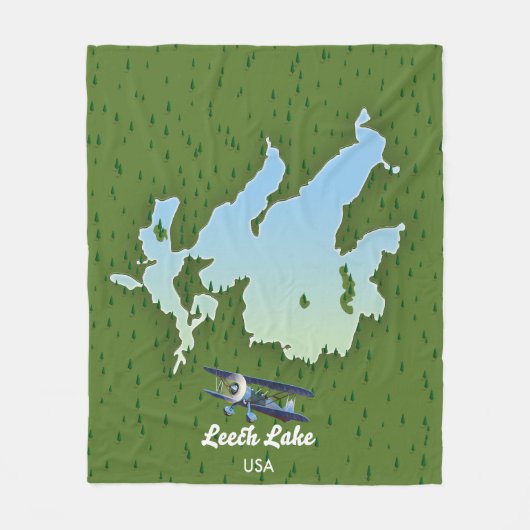 Leech Lake Reisekarte Fleecedecke (Vorderseite)
