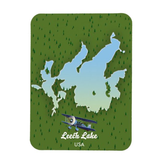 Leech Lake Travel Map Magnet (Vertikal)