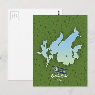 Leech Lake Travel Map Postkarte