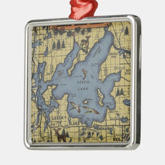 Leech See-Bereich, Minnesota - große Silbernes Ornament (Links)