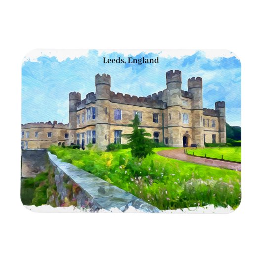 Leeds England Castle Panorama View Magnet (Horizontal)