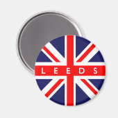 Leeds UK Flag Magnet (Vorderseite/Rückseite)
