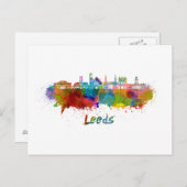 Leeds V2 Skyline in Aquarellfarben Postkarte (Vorne/Hinten)