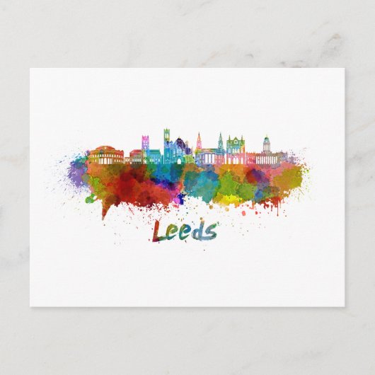 Leeds V2 Skyline in Aquarellfarben Postkarte (Vorderseite)