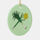 Leek und Daffodil Crossed Keramikornament (Rechts)
