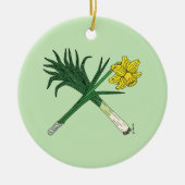 Leek und Daffodil Crossed Keramikornament (Vorne)