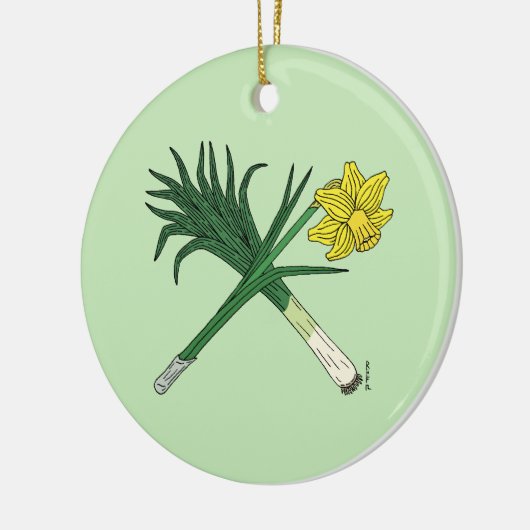 Leek und Daffodil Crossed Keramikornament (Links)