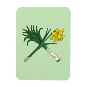 Leek und Daffodil Crossed Magnet