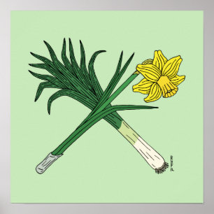 Leek und Daffodil Crossed Poster