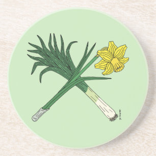 Leek und Daffodil Crossed Sandstein Untersetzer