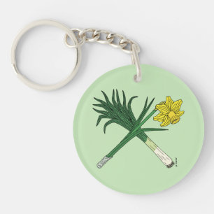 Leek und Daffodil Crossed Schlüsselanhänger