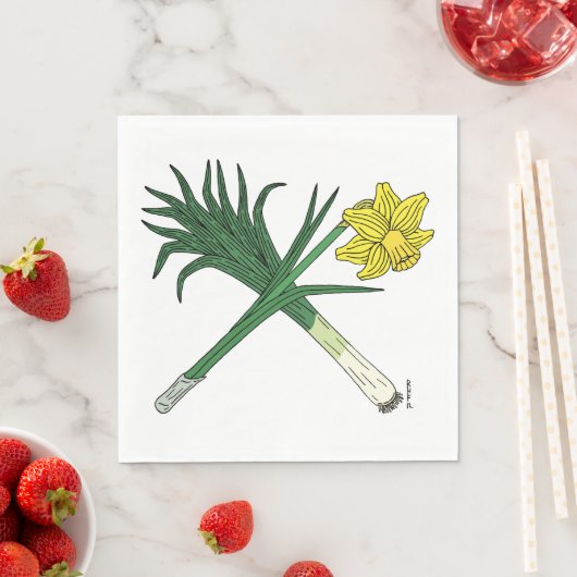 Leek und Daffodil Crossed Serviette (Beispiel)