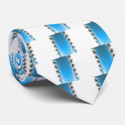 Leenece - Blaues Fraktal Krawatte (Gerollt)