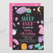 Leepover Schlummer Party rosa lila zwischen Einladung (Vorne/Hinten)