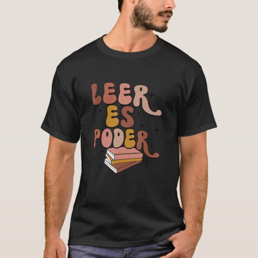 Leer Es Poder Groovy Spanischer Lehrer Bilingual M T-Shirt (Vorderseite)