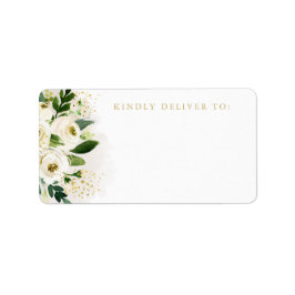 Leeradresse in Weiß und Gold-Blütenfarbe Adressaufkleber