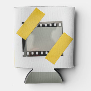 Leere 35mm Filmrahmen, gelbe Streifen. Dosenkühler