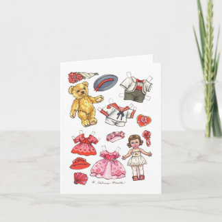Leere Anmerkungskarte der Puppe u. des Teddybären Karte