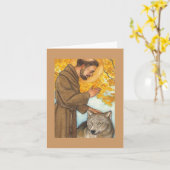 leere Anmerkungskarte St Francis u. Wolf Karte (Gelbe Blume)