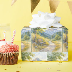 Leere Bank in einem MassivWiesental Geschenkpapier