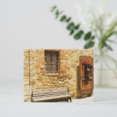 Leere Bank vor einer Mauer, Monteriggioni, Postkarte (Stehend Vorderseite)