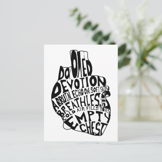 leere Brust: anatomisches Herz Postkarte (Stehend Vorderseite)