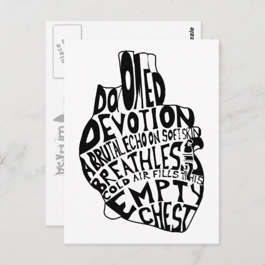 leere Brust: anatomisches Herz Postkarte (Vorne/Hinten)