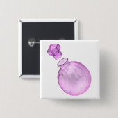 Leere dekorative violette Glasflasche Button (Vorne & Hinten)