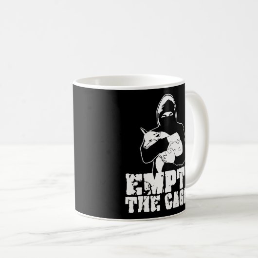 Leere die Käfige Alf Animal Liberation Front Vegan Kaffeetasse (VorderseiteRechts)